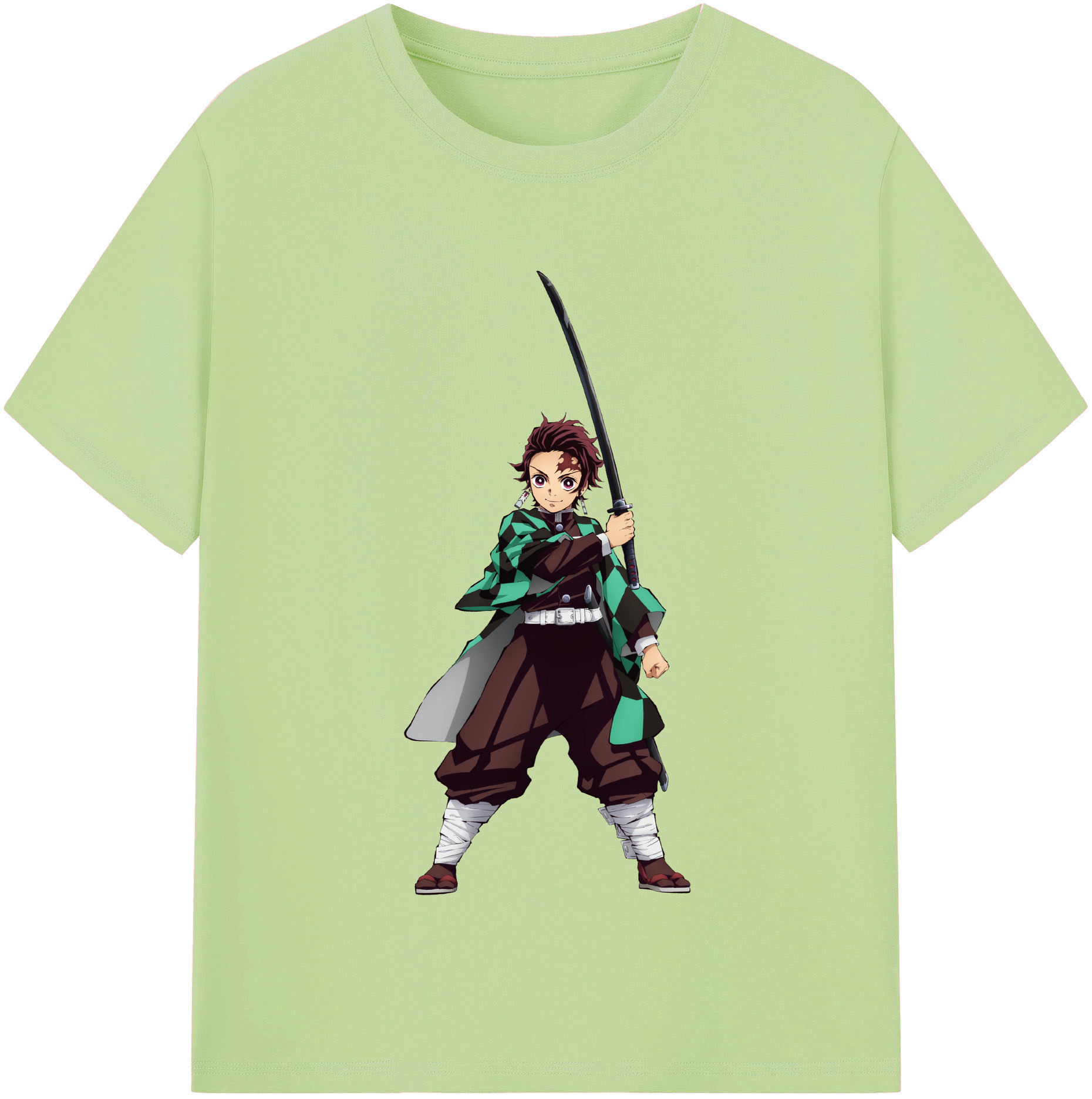 （画像用） 鬼滅の刃 竈門 炭治郎／かまど たんじろう Kamado Tanjirou 綿100％半袖Tシャツ（フロントプリント）